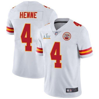 Super Bowl LV 2021 Men Kansas City Chiefs 4 Chad Henne White Limited Jersey